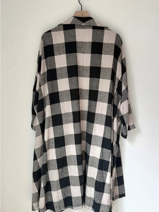 Ali Golden Buffalo Plaid raw silk duster jacket - XS/S - Picture 2 of 5